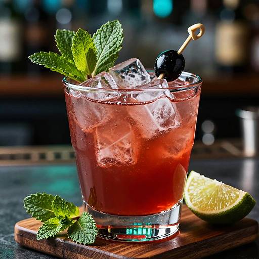 Vibrant Red Cocktail with Garnishes