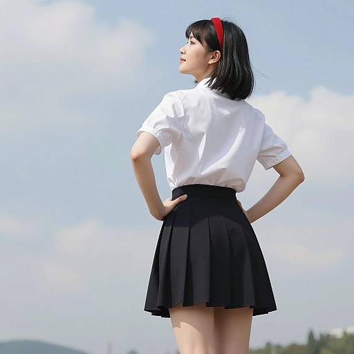 Asian Woman in Outdoor Overcast Scene