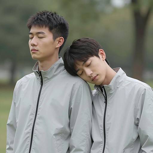 Relaxed Moments: Two Men Outdoors