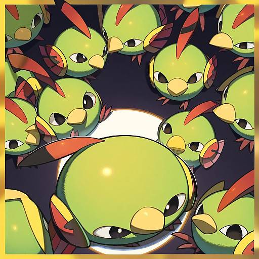 Illustration of Natu, pokemon in the style of Mitsurugi sugar