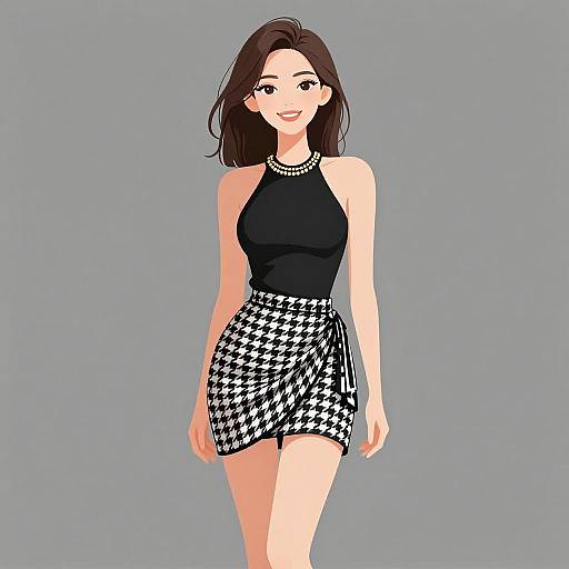 Chic Smiling Woman in Stylish Outfit