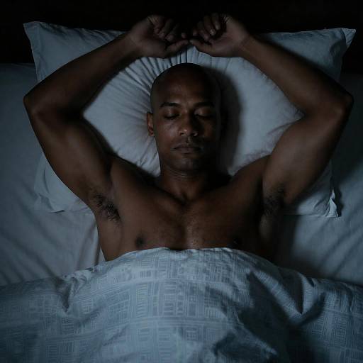 Dimly Lit Muscular Man on Bed