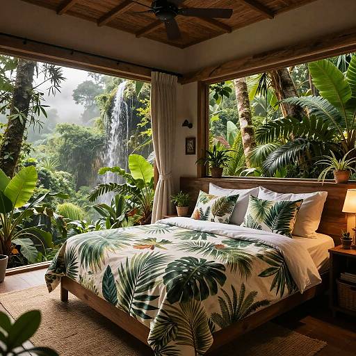 Serene Rainforest Bedroom with Nature