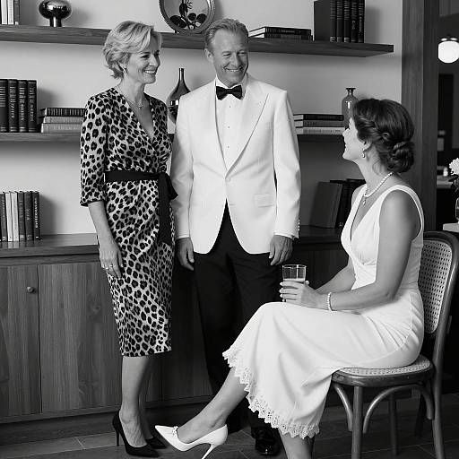 Chic Black-and-White Portrait of Friends