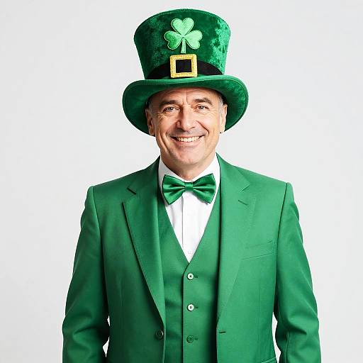 Smiling Man in Shamrock Green Suit
