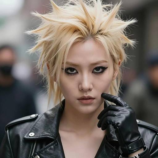 Edgy Woman with Spiky Blonde Hair