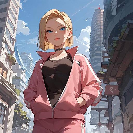 Android 18 in Detailed City Scene