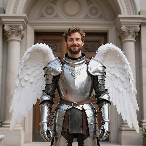Armored Guardian with Angel Wings
