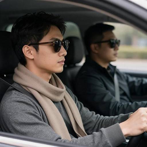 Men Driving in a Car Photograph