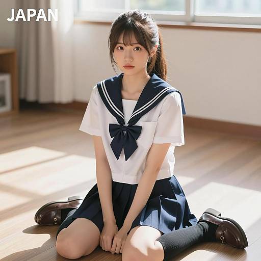 Young Asian Woman in Sailor Outfit