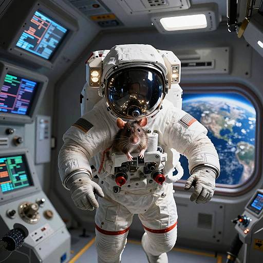 Rat Astronaut in Sleek Spaceship Cockpit