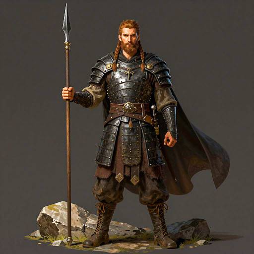 Warrior with Spear and Dark Armor