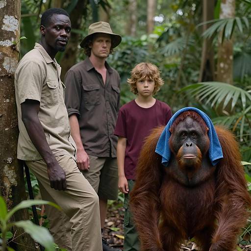 Vibrant Jungle Gathering with Orangutan