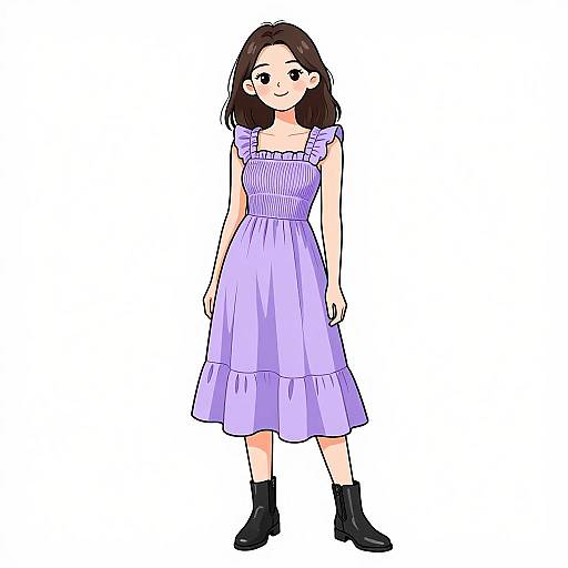 Smiling Woman in Lavender Summer Dress