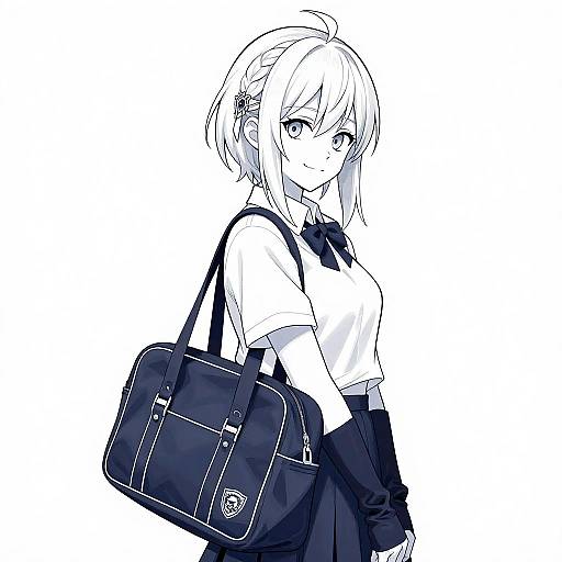 Monochrome Schoolgirl with Evil Smile