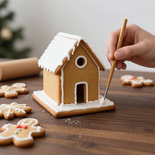 Woman Decorating Christmas Gingerbread Cookies