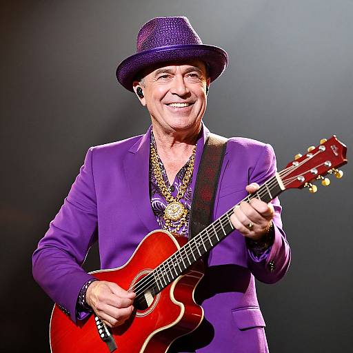 Charismatic Man with Vibrant Purple Outfit