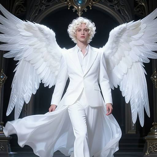 Elaborate White Suit Angelic Figure
