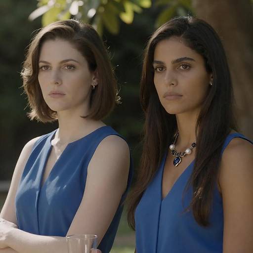 Sunlit Serious Portrait of Two Women