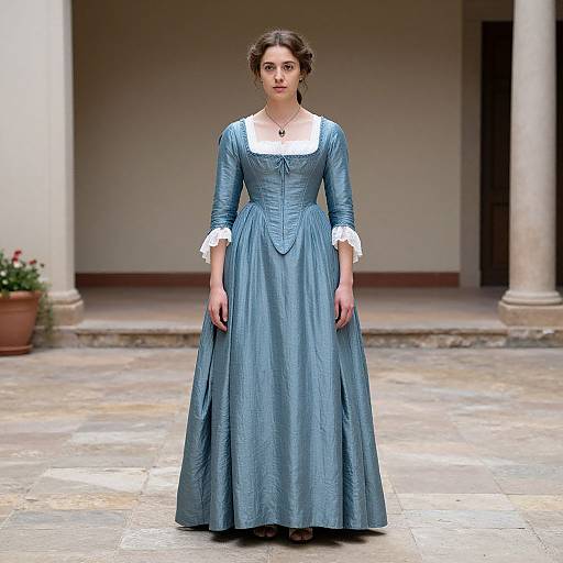 Woman in Renaissance Blue Dress