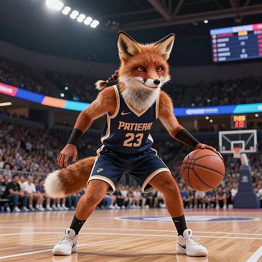 Dynamic Anthro Fox Basketball Athlete Portrait