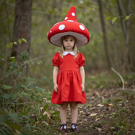 Child in Red Mushroom Costume