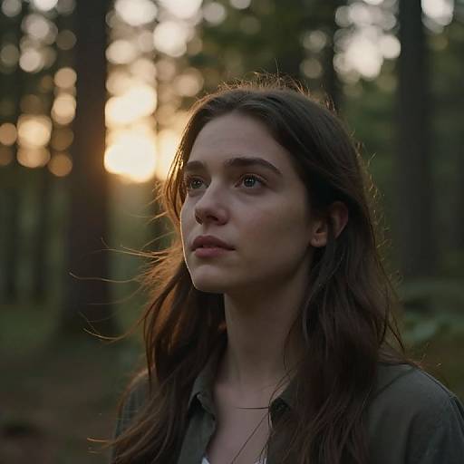 Calm Gaze in Sunset Forest
