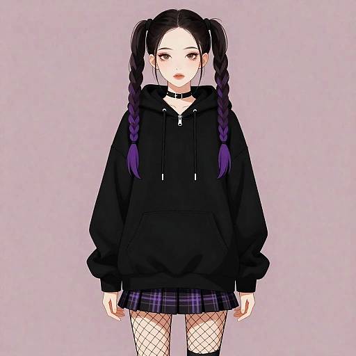 Gothic Punk Anime Girl Illustration