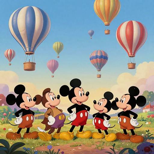 Vintage Disney Characters with Hot Air Balloons