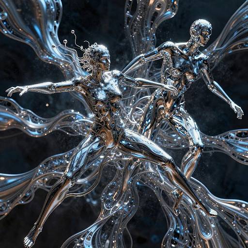 Futuristic Liquid Metal Figures