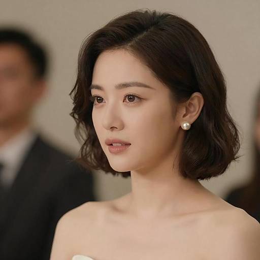 Warm Portrait of Woman in Pearls