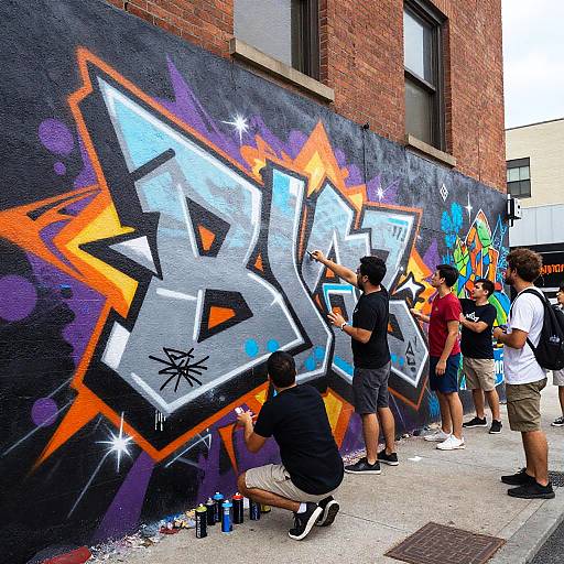 Urban Street Artist Painting Mural