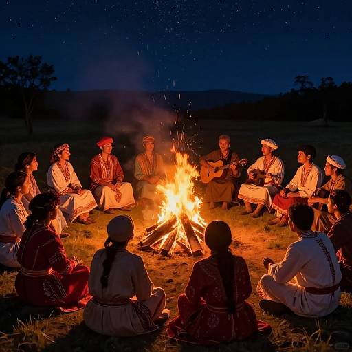 Cultural Gathering Around Bonfire Night