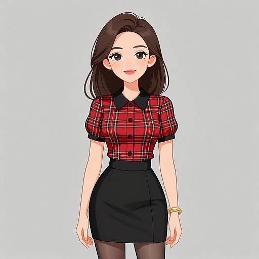 Preppy Woman Smiling in Studio