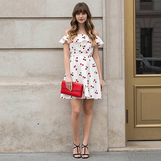 Young Woman in Cherry Print Dress
