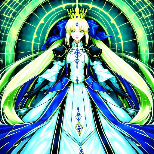 Illustration of Artoria caster (third ascension) (fate), fate/grand order in the style of Sapphire (nine)