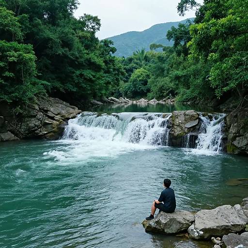 Serene River with Contemplative Figure
