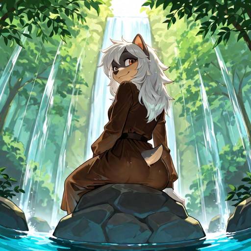 Hedgehog Girl by the Tranquil Lake