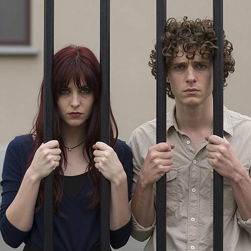 Serious Expressions Behind Metal Bars