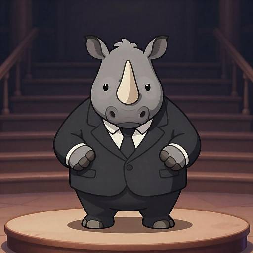 Dapper Rhinoceros on Stage Illustration