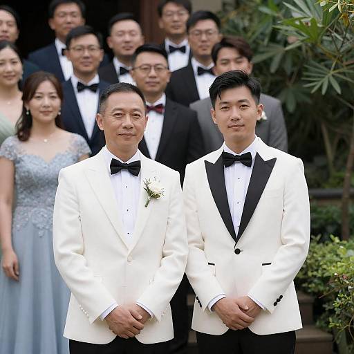 Formal Wedding Group Portrait with Tuxedos