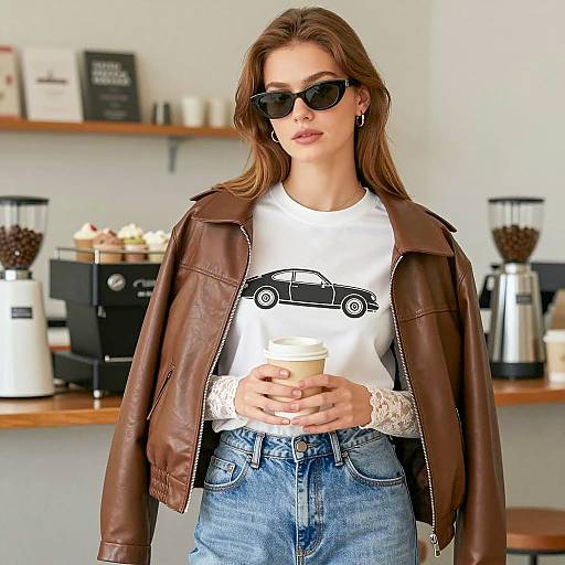Chic Young Woman in Cafe Setting