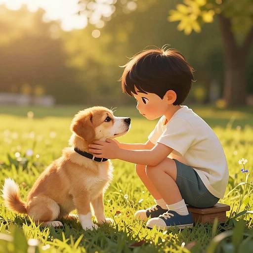 Gentle Dog Comforts Sad Child
