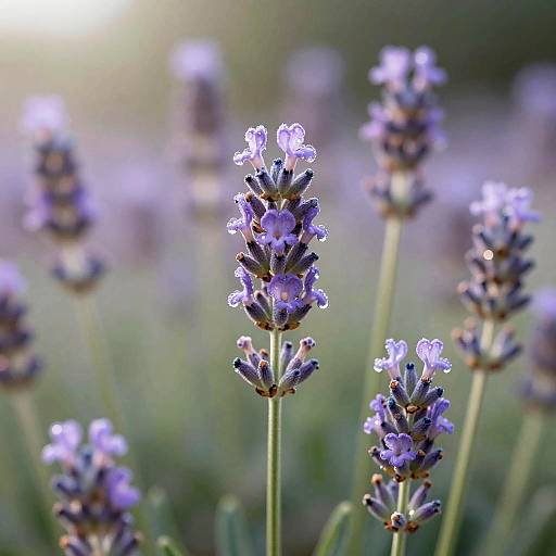 Hyper Realistic Lavender Dewdrops Close-Up