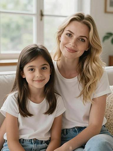 Bright Cozy Mother and Daughter Portrait