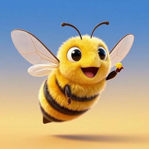 Joyful Bee in Vibrant Flight