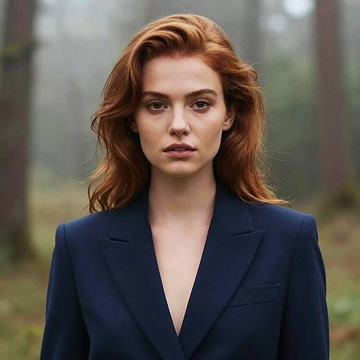 Sophisticated Woman in Misty Forest