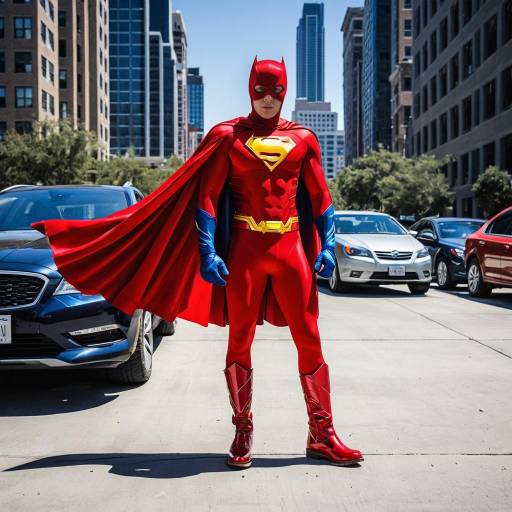 Dynamic Superhero in Urban Setting