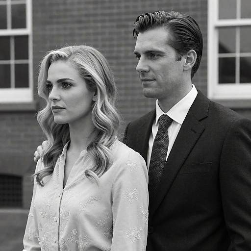 Romantic Black-and-White Outdoor Portrait