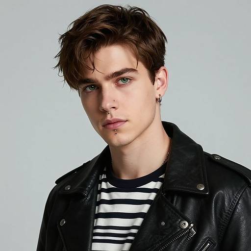 Realistic Male Portrait with Piercings